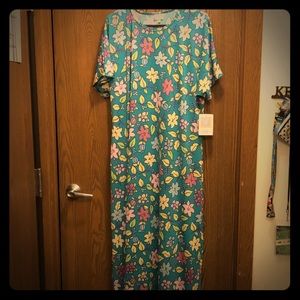Lularoe Maria Maxi Dress in a Turquoise Floral